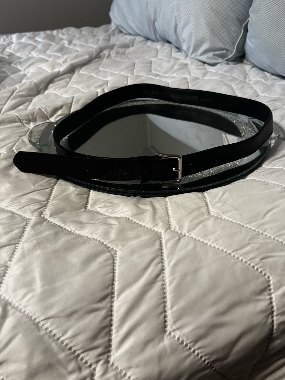RW&CO. Black Women's Leather Belt with Silver Buckle